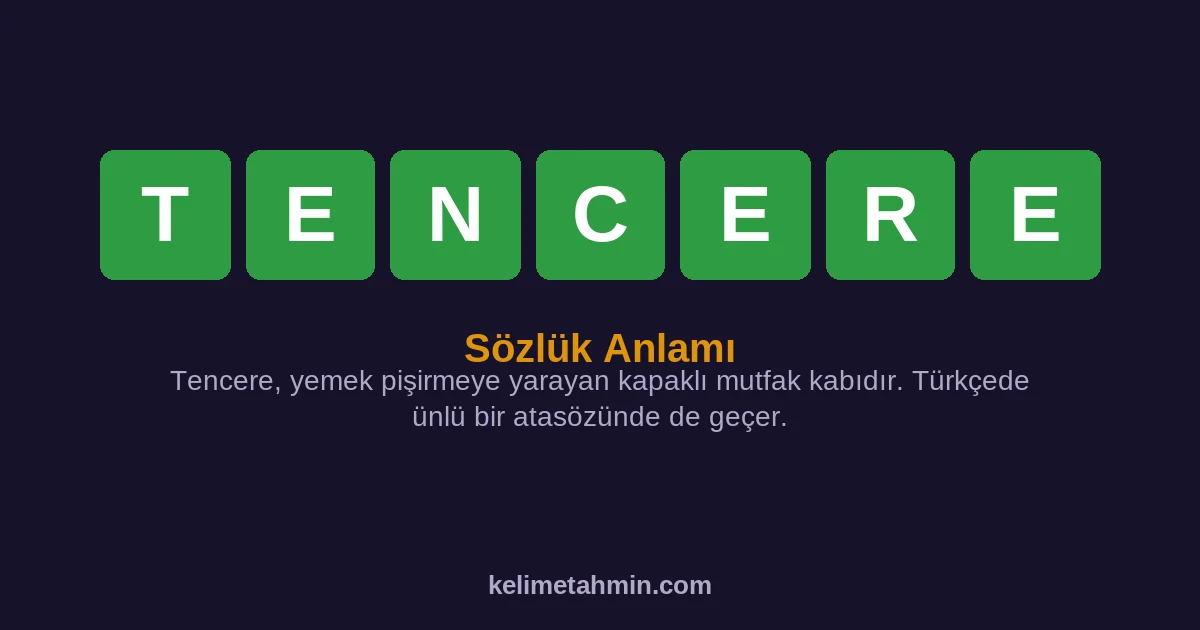 TENCERE TENCERE — anlamı ve örnek cümleler