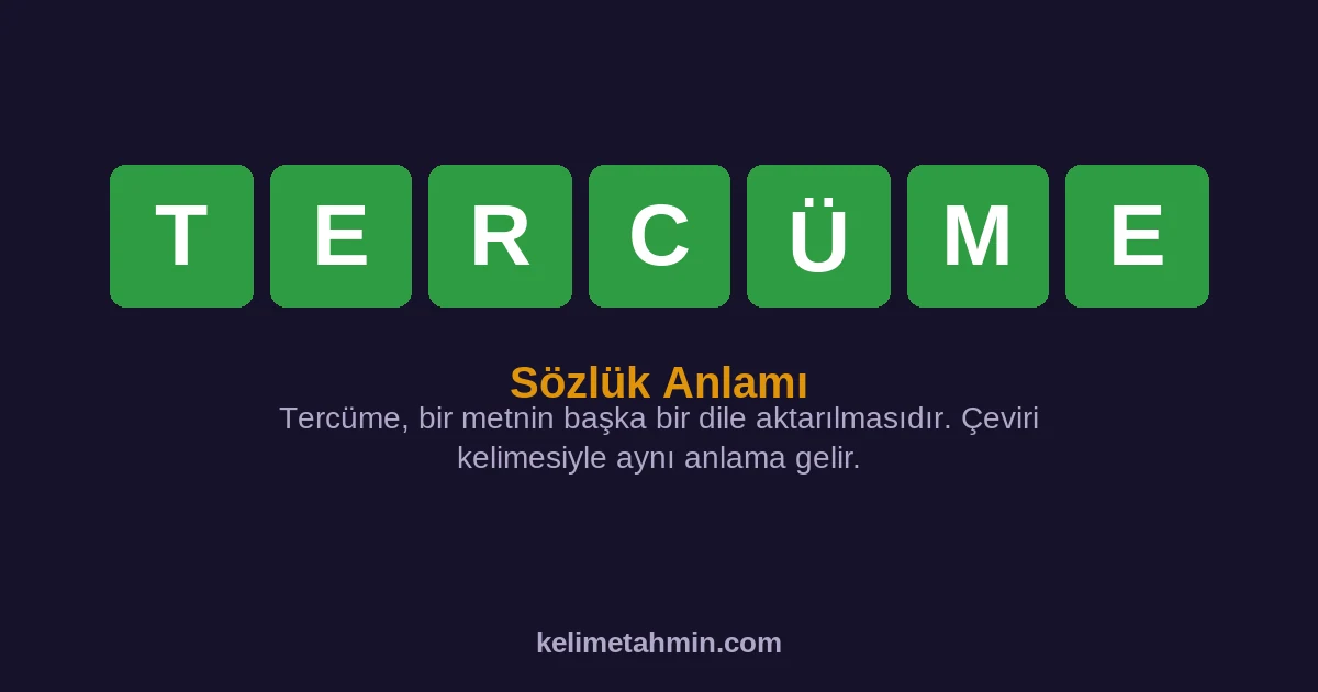 TERCÜME TERCÜME — anlamı ve örnek cümleler