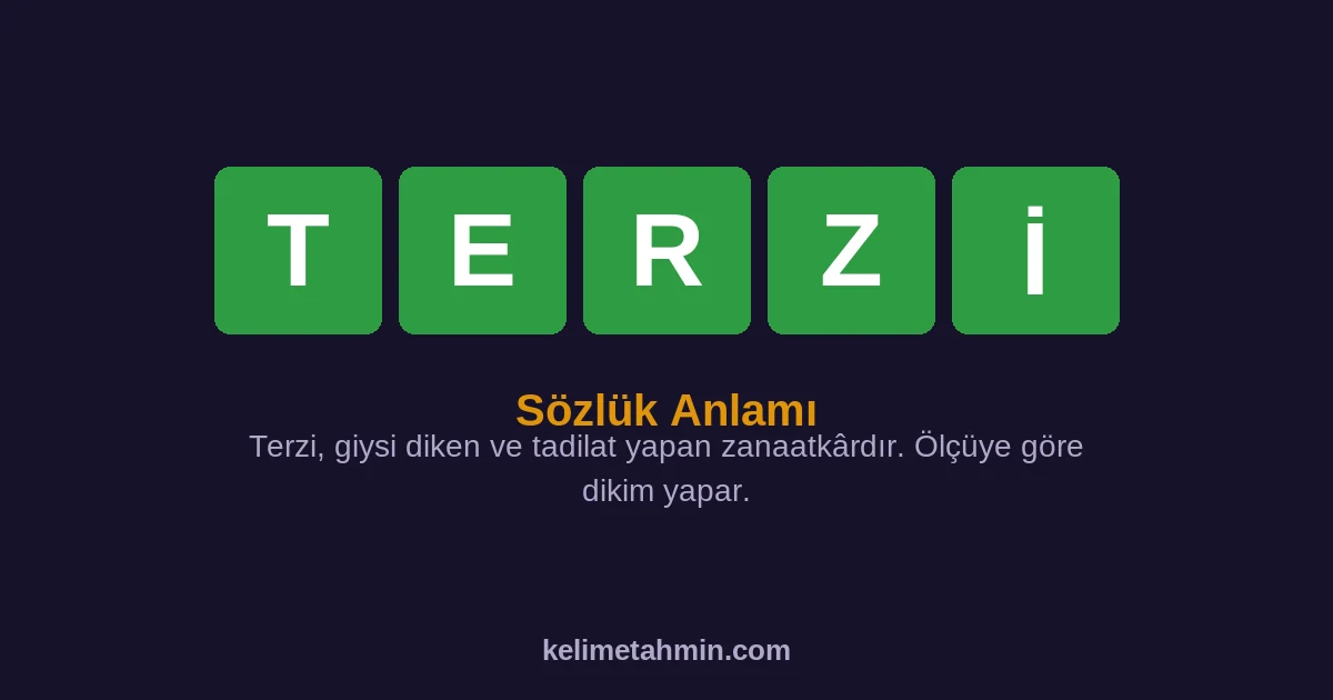 TERZİ TERZİ — anlamı ve örnek cümleler