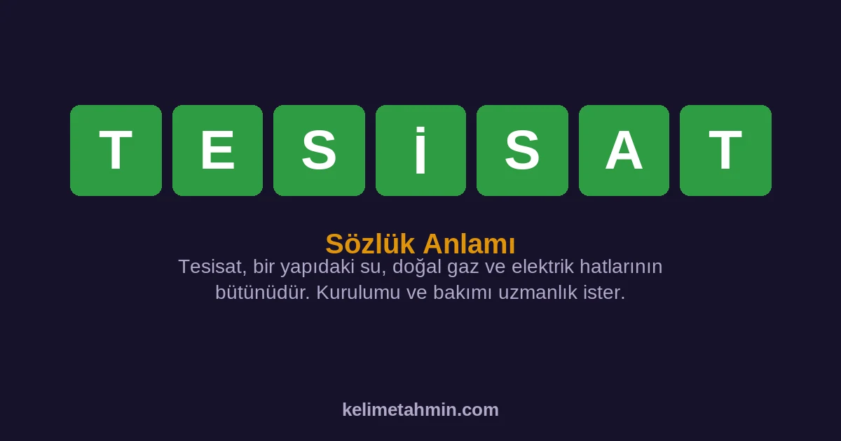 TESİSAT TESİSAT — anlamı ve örnek cümleler