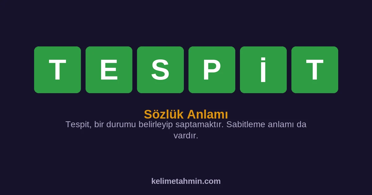 TESPİT TESPİT — anlamı ve örnek cümleler