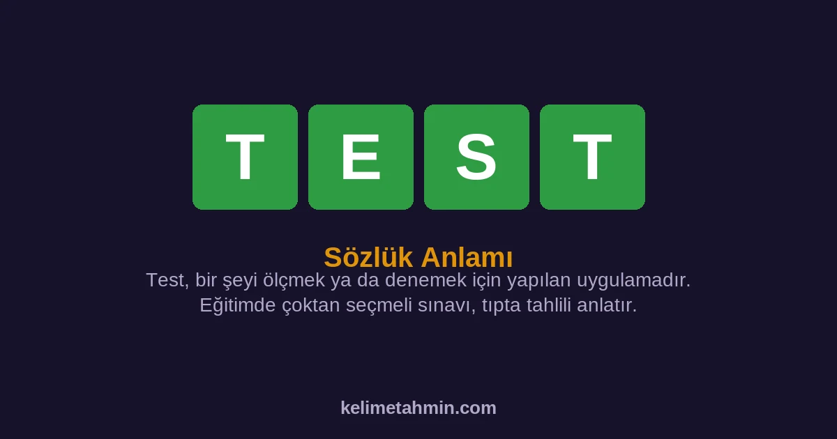 TEST TEST — anlamı ve örnek cümleler