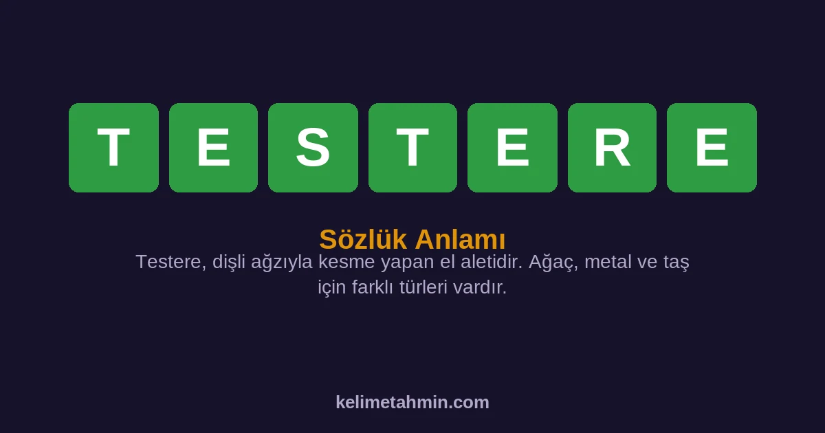 TESTERE TESTERE — anlamı ve örnek cümleler