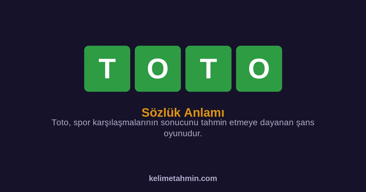 TOTO TOTO — anlamı ve örnek cümleler