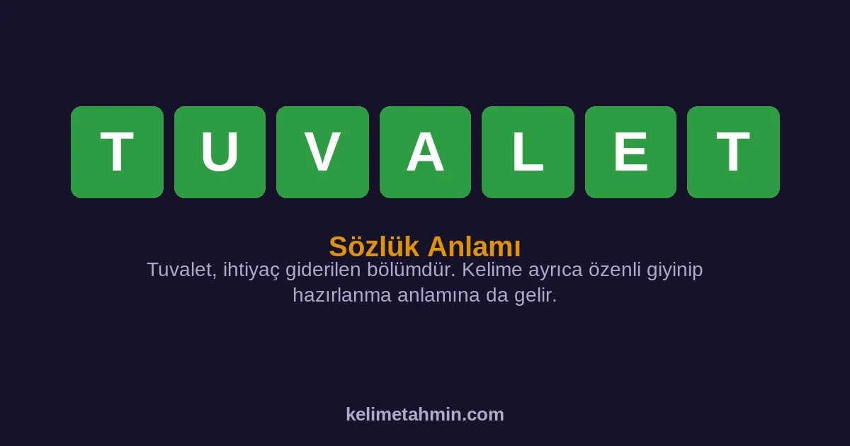 TUVALET TUVALET — anlamı ve örnek cümleler