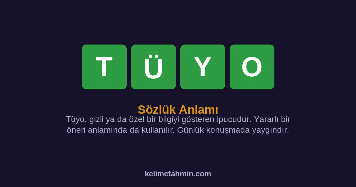 TÜYO TÜYO — anlamı ve örnek cümleler