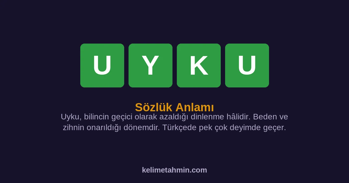 UYKU UYKU — anlamı ve örnek cümleler