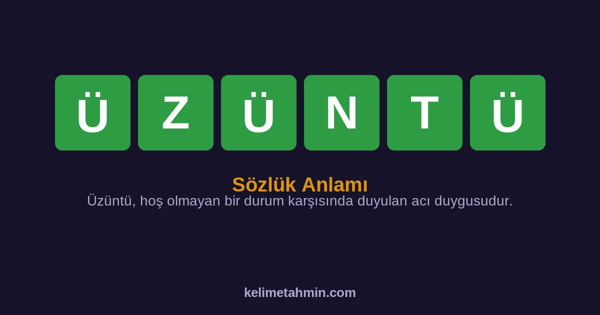 ÜZÜNTÜ ÜZÜNTÜ — anlamı ve örnek cümleler