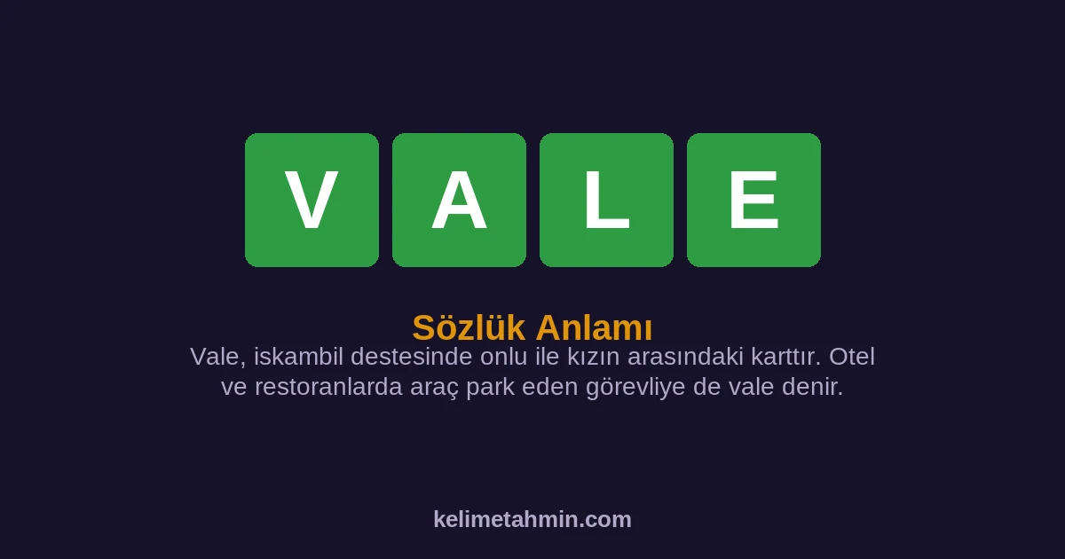 VALE VALE — anlamı ve örnek cümleler