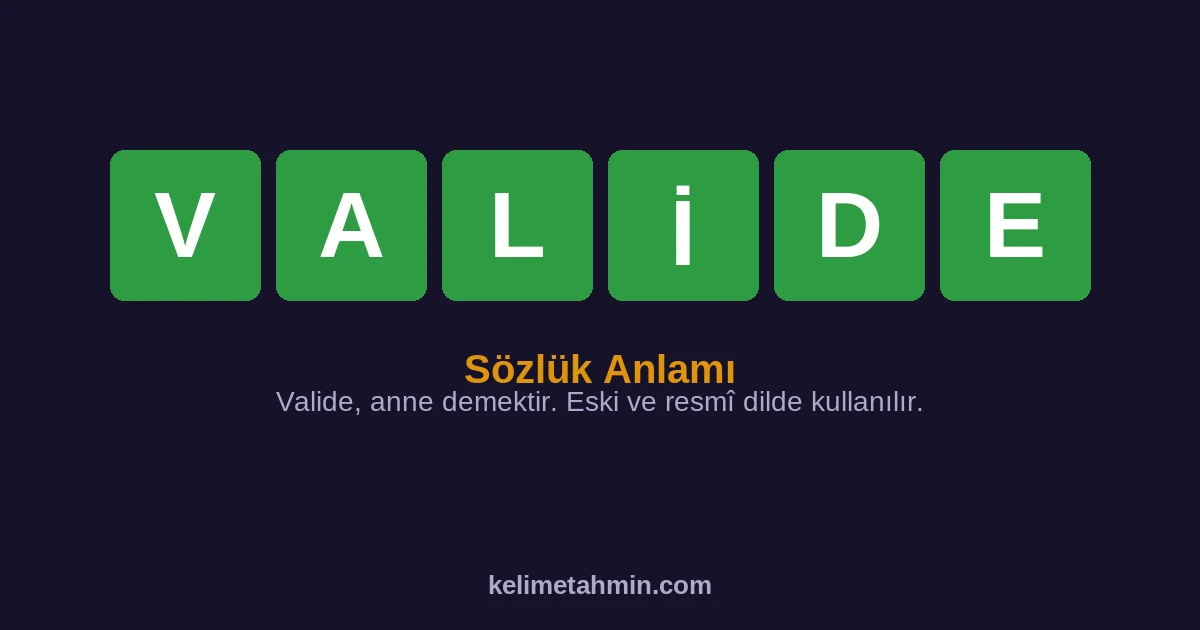 VALİDE VALİDE — anlamı ve örnek cümleler