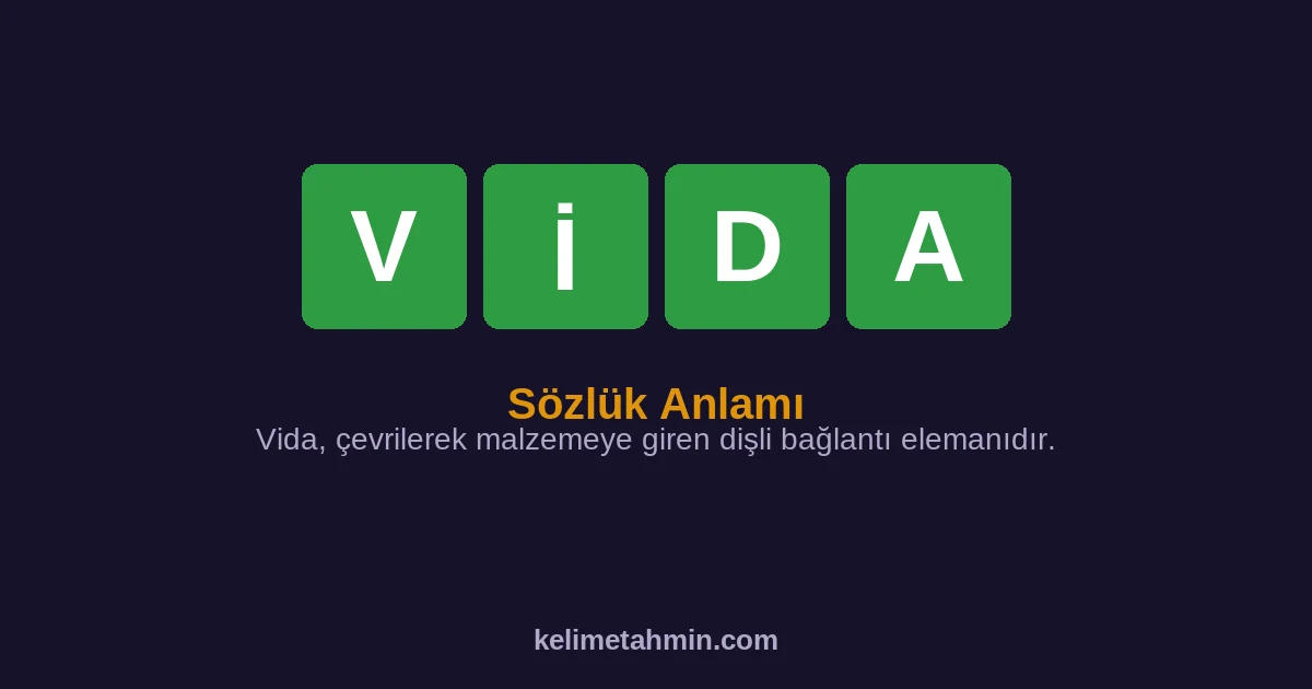 VİDA VİDA — anlamı ve örnek cümleler