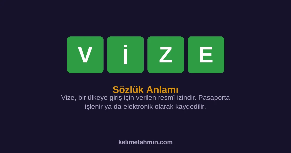 VİZE VİZE — anlamı ve örnek cümleler