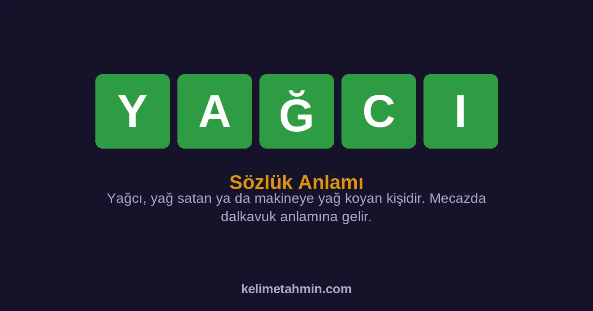 YAĞCI YAĞCI — anlamı ve örnek cümleler