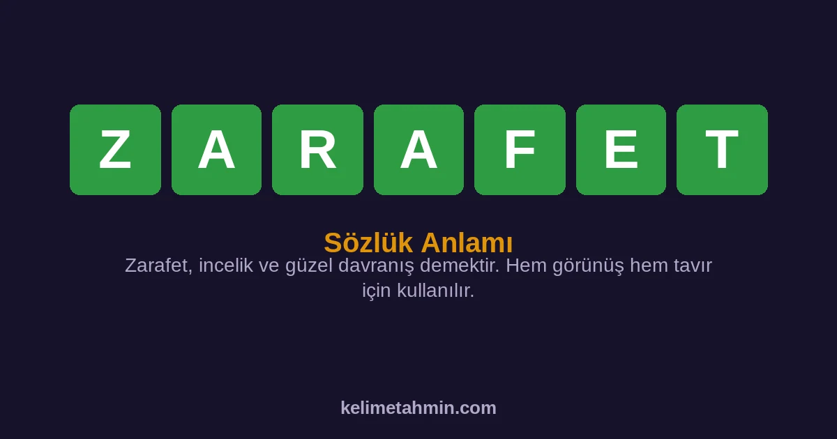 ZARAFET ZARAFET — anlamı ve örnek cümleler