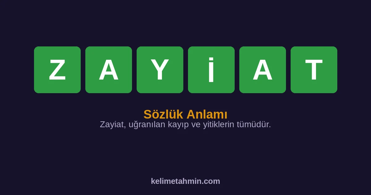 ZAYİAT ZAYİAT — anlamı ve örnek cümleler