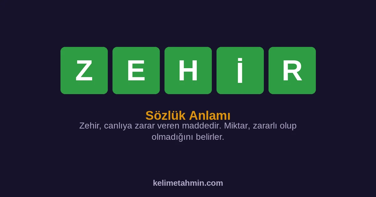 ZEHİR ZEHİR — anlamı ve örnek cümleler
